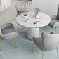 Glam Stone Dining Table Round Iron Table with Pedestal Casual Base Clearhalo 'Dining Tables & Seating' 'Dining Tables' 'dining_table' 'furn' 'furn_dining_table' 'Furniture' 'furniture_dining_table' 'Kitchen & Dining Furniture' 'kitchen' 'kitchen_dining_table' 1200x1200_a6494441-93ca-42d7-909b-9a499445dbfc
