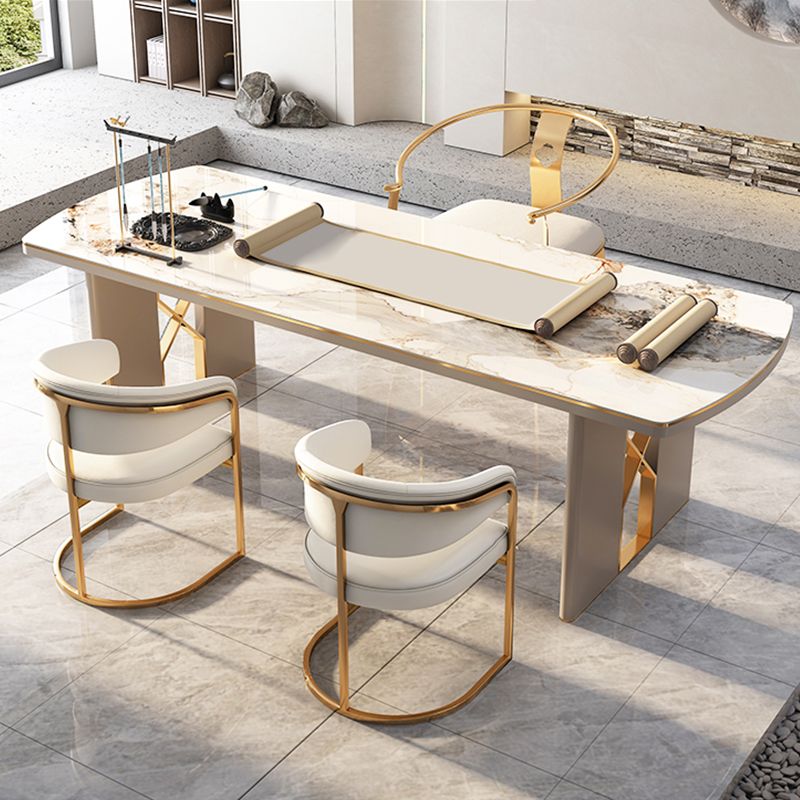 Bureau en pierre incurvé Glam Style Metal Writing Bureau pour le bureau