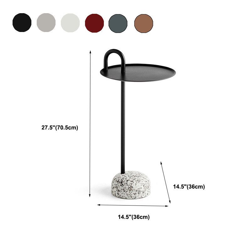 Round Metal Table and Stone Pedestal Base Base Medieval Modern Style Side Table