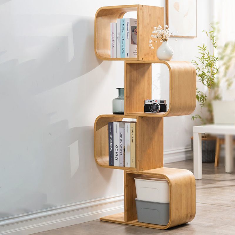Modern Bamboo Bookcase Natural Open Back Standard Bookshelf with Shelves Clearhalo 'Bookcases' 'furn' 'furn_bookcases' 'Furniture' 'Office Furniture' 1200x1200_a64b6e88-76a0-4725-bd96-b8e6977c4c4e