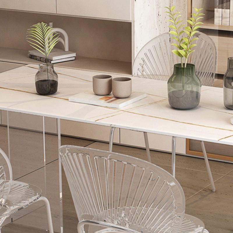 Table à manger de base en acrylique rectangle Table de piédestal en pierre moderne