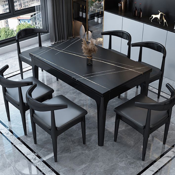 Stone Top Table Contemporary Rectangle Dining Table with 4 Legs