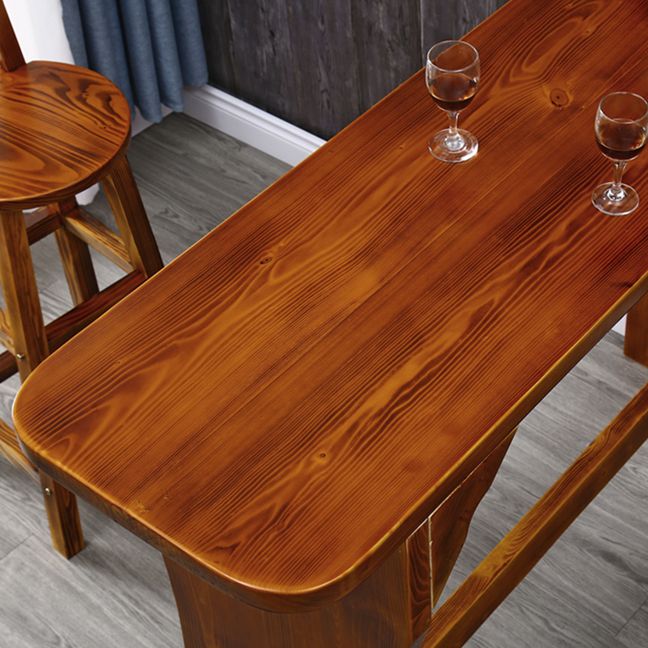 Traditional Indoor Bar Table Solid Wood Bar Table with Wine Glass Holders Clearhalo 'Bar Furniture' 'Bar Tables' 'bar_tables' 'furn' 'furn_bar_tables' 'Furniture' 'Kitchen & Dining Furniture' 1200x1200_a64eb2aa-bbca-44d0-be2c-7a5b5d812b5e