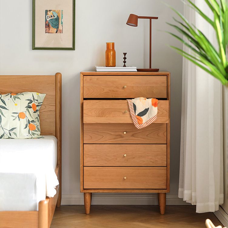 Poitrine d'accentuation en bois de pin 37,8 "de haut armoire latérale avec 5 tiroirs