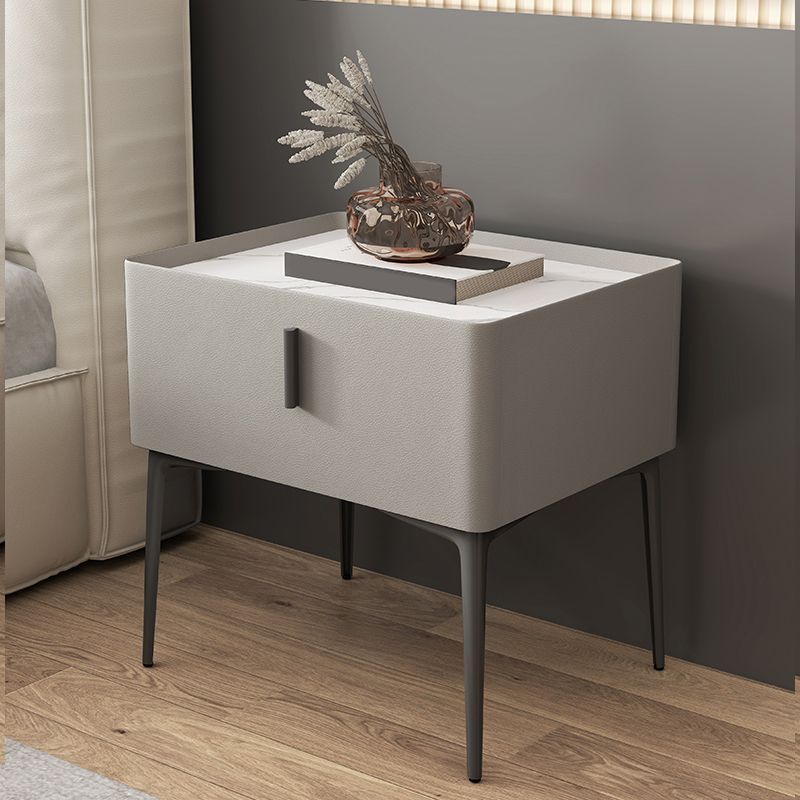 Modern Slate Nightstand Lower Shelf Bedside Cabinet with Drawer for Bedroom Clearhalo 'Bedroom Furniture' 'furn' 'furn_night_stand' 'Furniture' 'night_stand' 'Nightstands' 1200x1200_a6548211-a16c-4773-acc9-d30235135e98