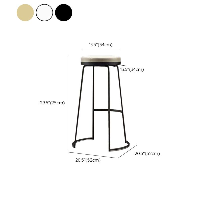 Modern Backrest Armless Counter Stool Metal Bar High Stool with Leather Cushion Clearhalo 'Bar Furniture' 'Bar Stools' 'bar_stools' 'furn' 'furn_bar_stools' 'Furniture' 'Kitchen & Dining Furniture' 1200x1200_a6557fa5-c234-4a13-b390-fc8786526814