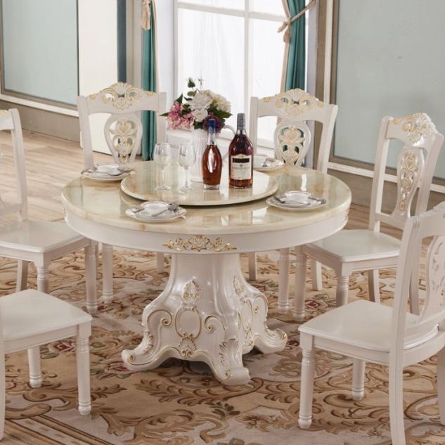 Solid Wood Victorian Round Table White Marble Top Table with Pedestal Clearhalo ' dining_table' 'Dining Tables & Seating' 'Dining Tables' 'furn' 'furn_dining_table' 'Furniture' 'furniture_dining_table' 'Kitchen & Dining Furniture' 'kitchen&dining_furn' 'kitchen' 'kitchen_dining_table' 1200x1200_a656aee7-acb7-4045-bfe3-5da979da8822