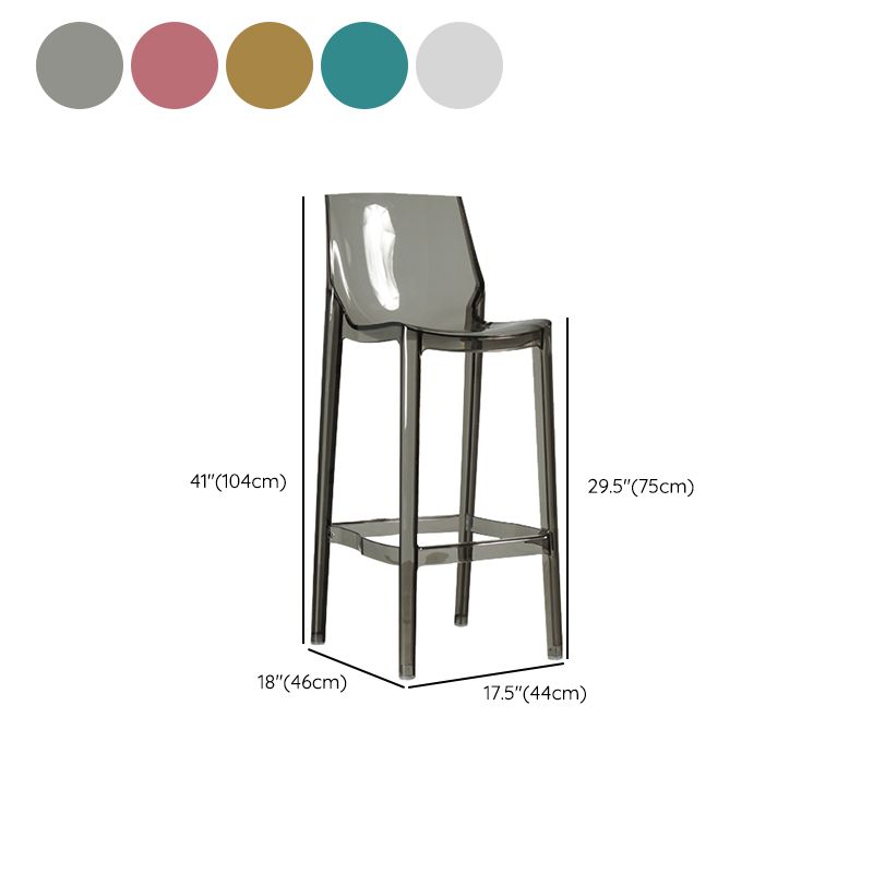 Contemporary Acrylic Backrest Counter High Stool with 4 Legs Clearhalo 'Bar Furniture' 'Bar Stools' 'bar_stools' 'furn' 'furn_bar_stools' 'Furniture' 'Kitchen & Dining Furniture' 1200x1200_a6585070-3329-47fb-bb6e-cf49fa51b754