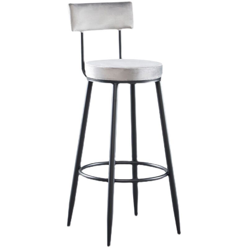 Industrial Metal Footrest Bar Chair Round Upholstered Bar Stool Clearhalo 'Bar Furniture' 'Bar Stools' 'bar_stools' 'furn' 'furn_bar_stools' 'Furniture' 'Kitchen & Dining Furniture' 1200x1200_a65908c2-be58-4ef0-889d-b4e4d486cd15