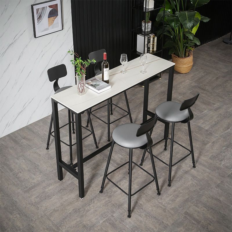 Industrial Stone Indoor Pub Bar Table Iron Trestle Pedestal Bar Dining Table Clearhalo 'Bar Furniture' 'Bar Tables' 'bar_tables' 'furn' 'furn_bar_tables' 'Furniture' 'furniture_bar_tables' 'Kitchen & Dining Furniture' 1200x1200_a659b1ac-e654-41ad-9acb-4c4568486fc9