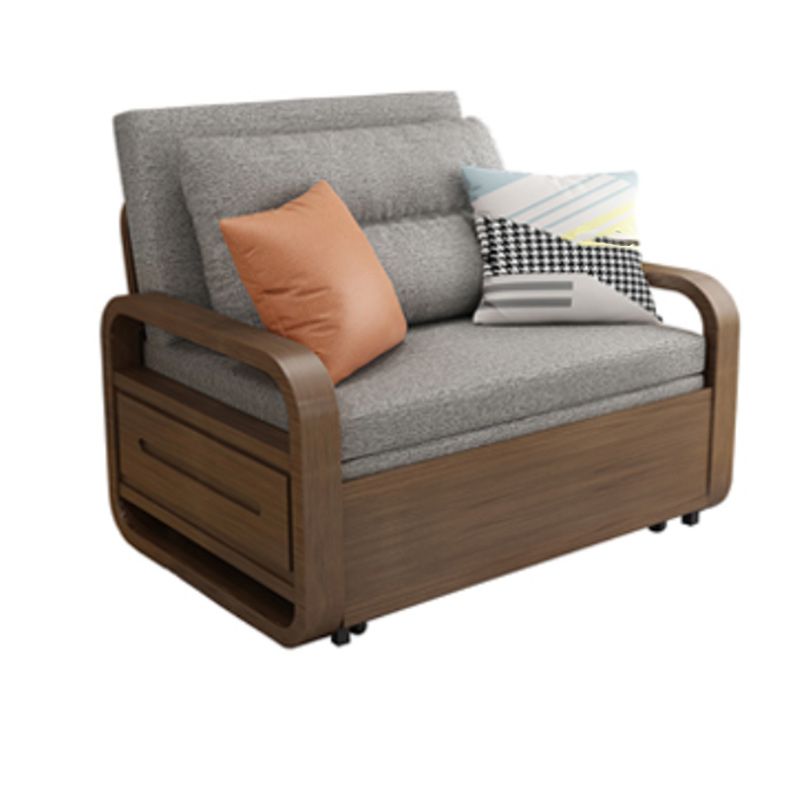 Sleeper tapizado en un futón y colchón de madera maciza gris con almacenamiento