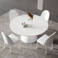 Modern Dining Table with White Pedestal Round Stone Top Dining Table without Turntable