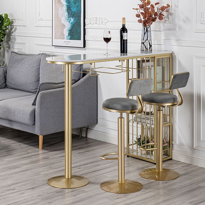 Table de bar Glam Free Form Table en marbre blanc avec rangement pour salon
