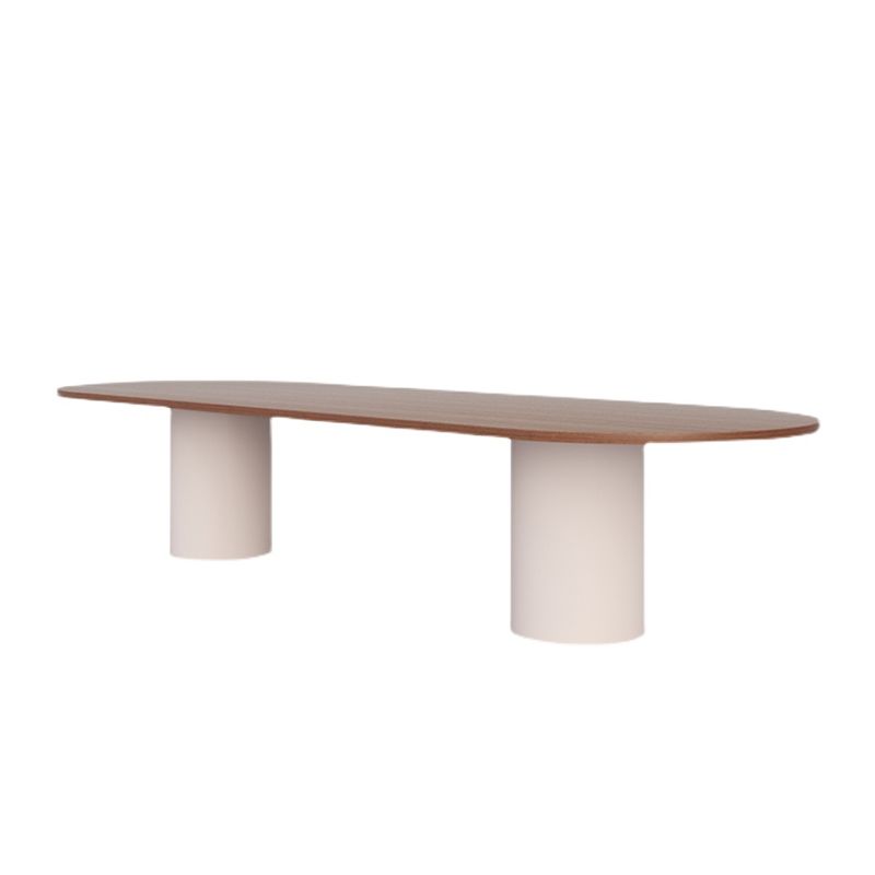 Modern Wood Top Oval Dinette Table Wood Two Base Dining Table Clearhalo 'Dining Tables & Seating' 'Dining Tables' 'dining_table' 'furn' 'furn_dining_table' 'Furniture' 'furniture_dining_table' 'Kitchen & Dining Furniture' 'kitchen' 'kitchen_dining_table' 1200x1200_a65e875b-3542-4829-a9f9-5f14b2c96feb