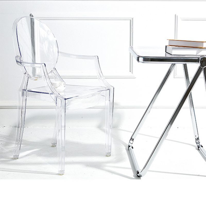 Contemporary Plastic Restaurant Arm Chair Transparent Open Back Dining Chair (Set of 4) Clearhalo ' kitchen&dining_furn' 'Dining Chairs' 'Dining Tables & Seating' 'dining_chair' 'furn' 'furn_dining_chair' 'Furniture' 'furniture_dining_chair' 'Kitchen & Dining Furniture' 'kitchen' 1200x1200_a65f6835-8f2c-4514-b305-ceb051b102d1
