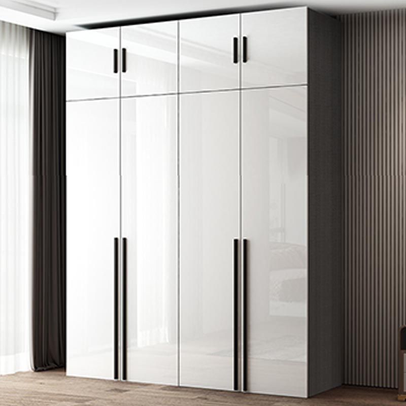 Manufactured Wood Glossy White Cabinet Modern Storage Cabinet with Hinged Doors Clearhalo 'Armoires & Wardrobes' 'armoires_wardrobes' 'Bedroom Furniture' 'furn' 'furn_armoires_wardrobes' 'Furniture' 1200x1200_a660c765-e2ca-4e6f-9870-518ac94f07fb