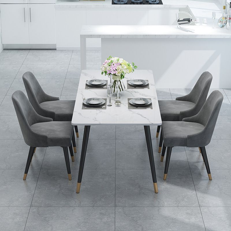 4-foot Stone Table Glam Rectangle Matte Finish Dining Table for Restaurant Clearhalo ' dining_table' 'Dining Tables & Seating' 'Dining Tables' 'Furniture' 'furniture_dining_table' 'Kitchen & Dining Furniture' 'kitchen&dining_furn' 'kitchen' 'kitchen_dining_table' 1200x1200_a6610028-6eb1-4989-b5c0-e2ea50500bf8