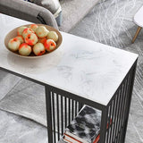 Industrial Iron Bar Table Faux Marble White Rectangle Top 41.3"H Bistro Table Clearhalo 'Bar Furniture' 'Bar Tables' 'bar_tables' 'furn' 'furn_bar_tables' 'Furniture' 'furniture_bar_tables' 'Kitchen & Dining Furniture' 1200x1200_a661463a-19c3-4d53-844b-bd87c4086822
