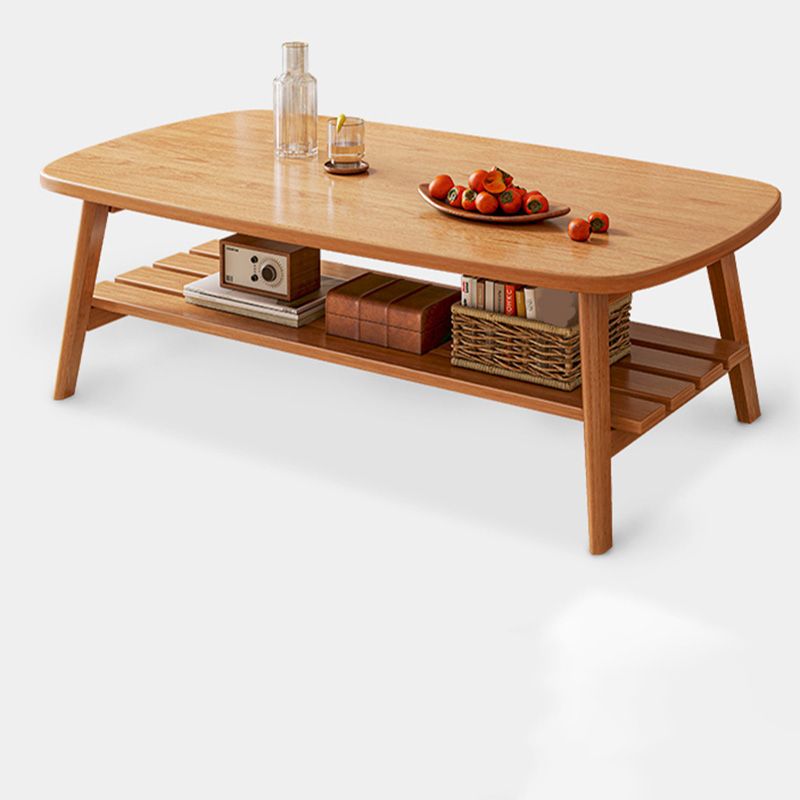 Contemporary Wooden Single Coffee Table 4 Legs Folding Cocktail Table with Storage Shelf Clearhalo 'Coffee & Accent Tables' 'Coffee Tables' 'coffee_tables' 'furn' 'furn_coffee_tables' 'Furniture' 'Living Room Furniture' 1200x1200_a661c891-6f37-40ec-94e5-54af1de008d5