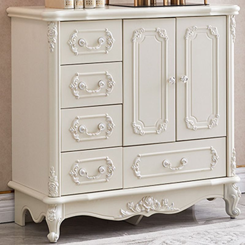 38.58"/49.21" Tall White Wooden Cabinet, Rectangle Accent Cabinet with Drawers Clearhalo 'Cabinets & Chests' 'cabinets_chests' 'furn' 'furn_cabinets_chests' 'Furniture' 'Living Room Furniture' 1200x1200_a66222b7-d4ac-4631-ab86-190f3465ac2d