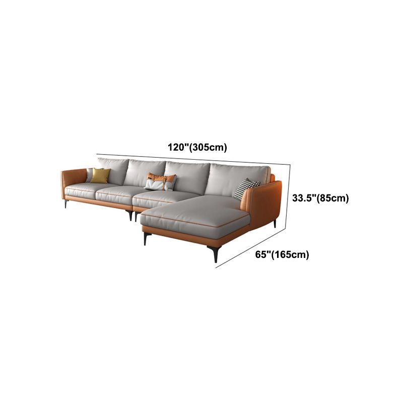 Light-grey Faux Leather Sofa/Sectional Stain-Resistant Square Arm Sofa