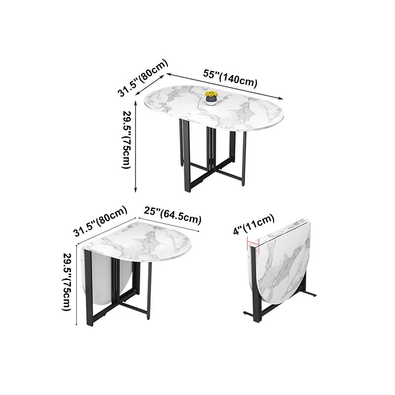 Modern Style Dining Table White Oval Drop-Leaf Dining Table for Home Use Clearhalo ' dining_table' 'Dining Tables & Seating' 'Dining Tables' 'Furniture' 'furniture_dining_table' 'Kitchen & Dining Furniture' 'kitchen&dining_furn' 'kitchen' 'kitchen_dining_table' 1200x1200_a662ef30-c493-438e-99c4-2a4ed282d9a6