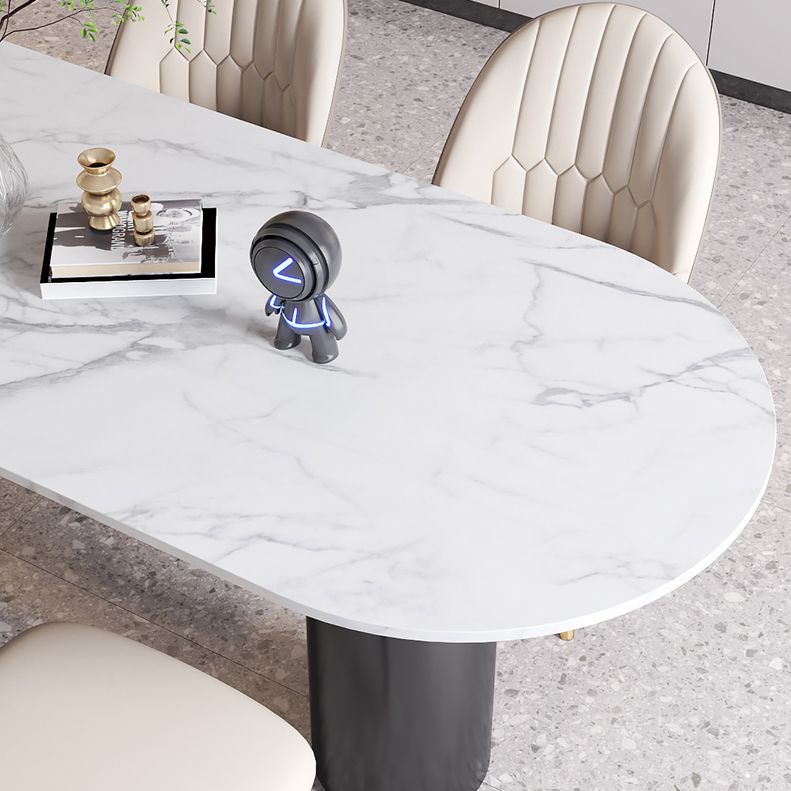 Free Form White Dining Table Sintered Stone Table Contemporary with 3 Legs Clearhalo ' dining_table' 'Dining Tables & Seating' 'Dining Tables' 'Furniture' 'furniture_dining_table' 'Kitchen & Dining Furniture' 'kitchen&dining_furn' 'kitchen' 'kitchen_dining_table' 1200x1200_a6638c03-3d9f-4f6b-9a5d-2dc42391b136