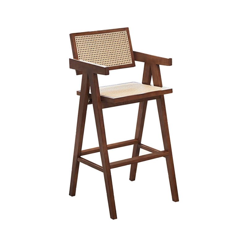 Contemporary 43.3-inch Armed Bar Stools with Solid Wood Base