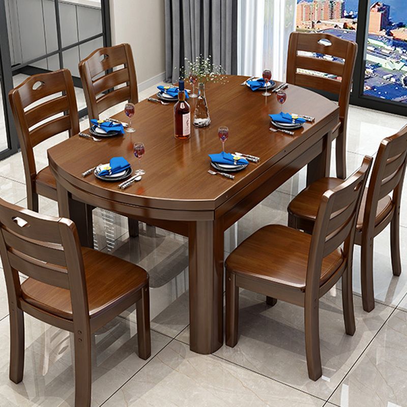 Modern Round Dining Table Solid Wood Drop-Leaf Dining Table for Dining Room Clearhalo 'Dining Tables & Seating' 'Dining Tables' 'dining_table' 'furn' 'furn_dining_table' 'Furniture' 'Kitchen & Dining Furniture' 1200x1200_a666202e-10ba-4ea7-8391-30bbdd92e646
