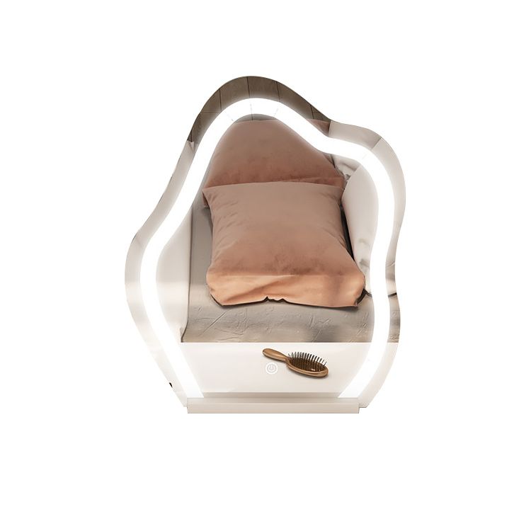 Modern Lighted Mirror Dressing Table Bedroom Makeup Table in White