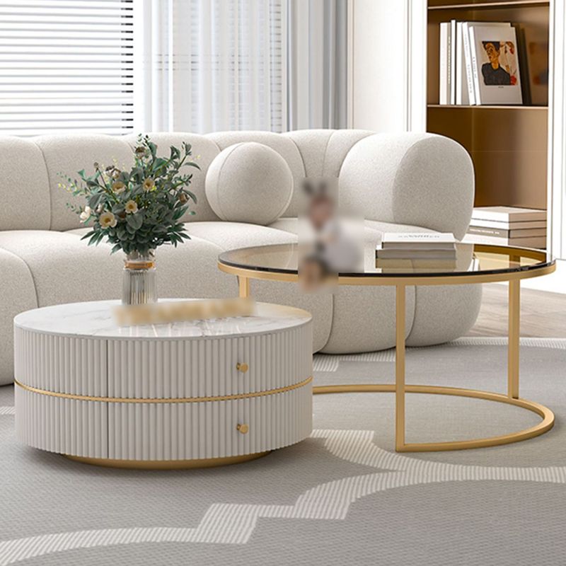 Round Nesting Coffee Table Set Frame Coffee Table with Storage Clearhalo 'Coffee & Accent Tables' 'Coffee Tables' 'coffee_tables' 'furn' 'furn_coffee_tables' 'Furniture' 'Living Room Furniture' 1200x1200_a669da18-5783-4ca9-a7c1-168b47054829
