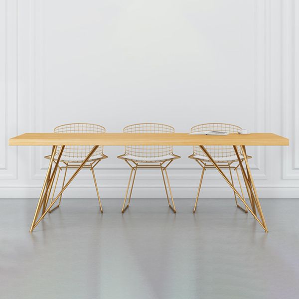 Traditional Luxury Rectangle Dining Room Table Pine Solid Wood Table with 4 Metal Legs Clearhalo ' dining_table' 'Dining Tables & Seating' 'Dining Tables' 'furn' 'furn_dining_table' 'Furniture' 'furniture_dining_table' 'Kitchen & Dining Furniture' 'kitchen&dining_furn' 'kitchen' 'kitchen_dining_table' 1200x1200_a66a6357-c88b-427c-a9b4-c8cb1b1813cc