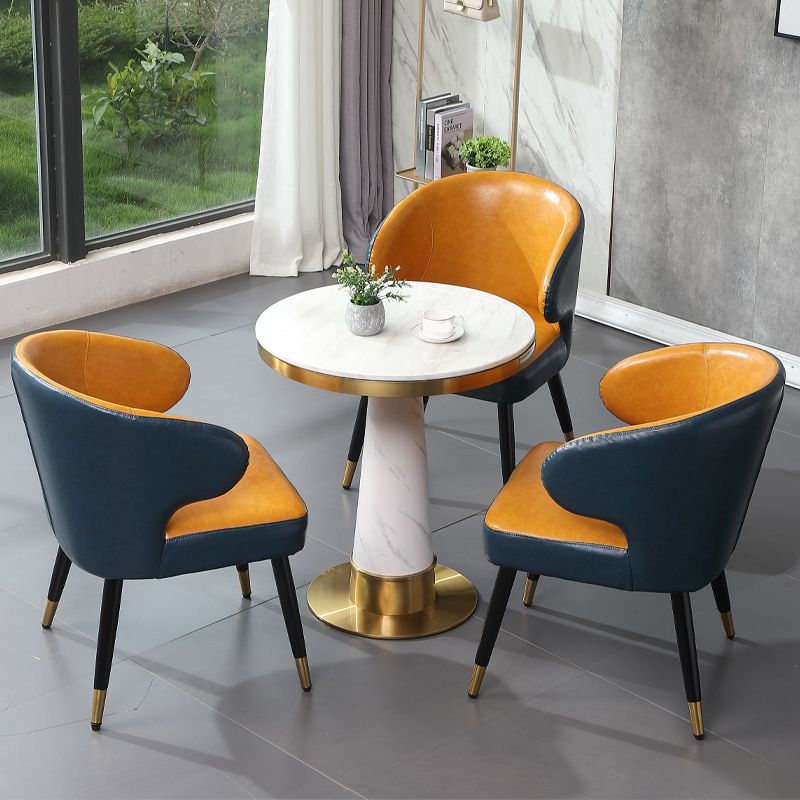 Round 1/3/4 stukken Dinerset Glam Style Faux Marble Dining Set voor thuisgebruik