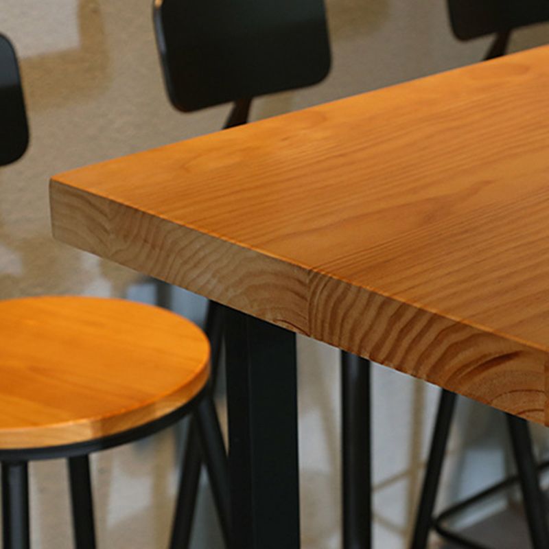 Pine Wood Bar Dining Table Brown Industrial Bar Dining Table with Trestle Base Clearhalo 'Bar Furniture' 'Bar Tables' 'bar_tables' 'furn' 'furn_bar_tables' 'Furniture' 'furniture_bar_tables' 'Kitchen & Dining Furniture' 1200x1200_a66aa73c-3815-4f44-90f9-ed2b9dd155fd
