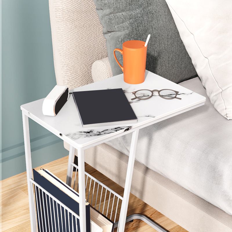 Modern 24 Inch H Nightstand Stone Top Metal Open Storage Night Table Clearhalo 'Bedroom Furniture' 'furn' 'furn_night_stand' 'Furniture' 'night_stand' 'Nightstands' 1200x1200_a66b3f6f-d947-424c-a9de-ca4d8ee738ba