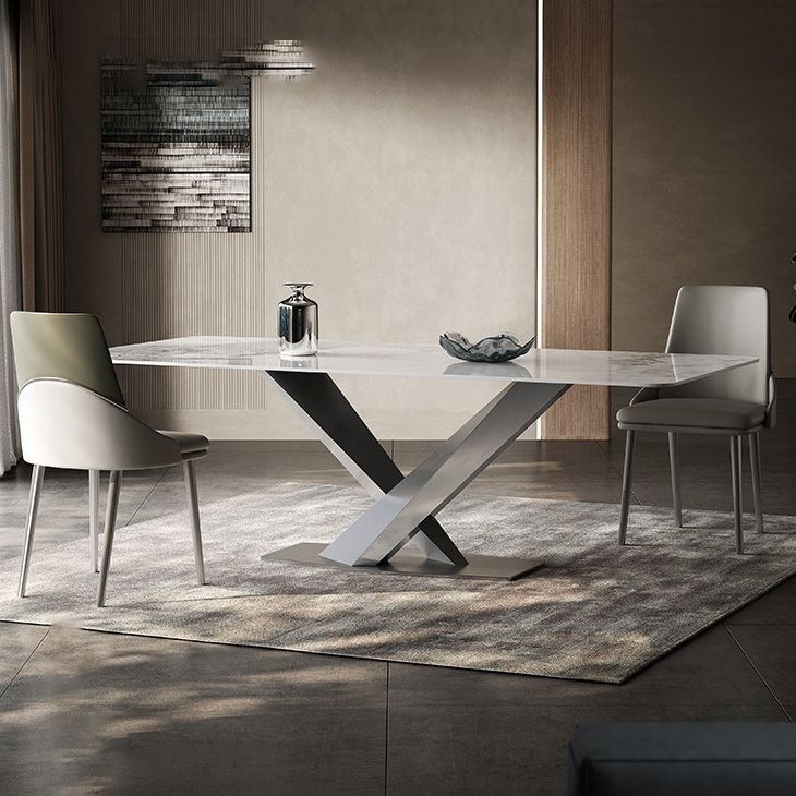 Medieval Modern Stone Dinette Table Rectangle Table for Dining Room Clearhalo 'Dining Tables & Seating' 'Dining Tables' 'dining_table' 'furn' 'furn_dining_table' 'Furniture' 'Kitchen & Dining Furniture' 1200x1200_a6719341-97bb-4a2c-b6ec-a08413155c47