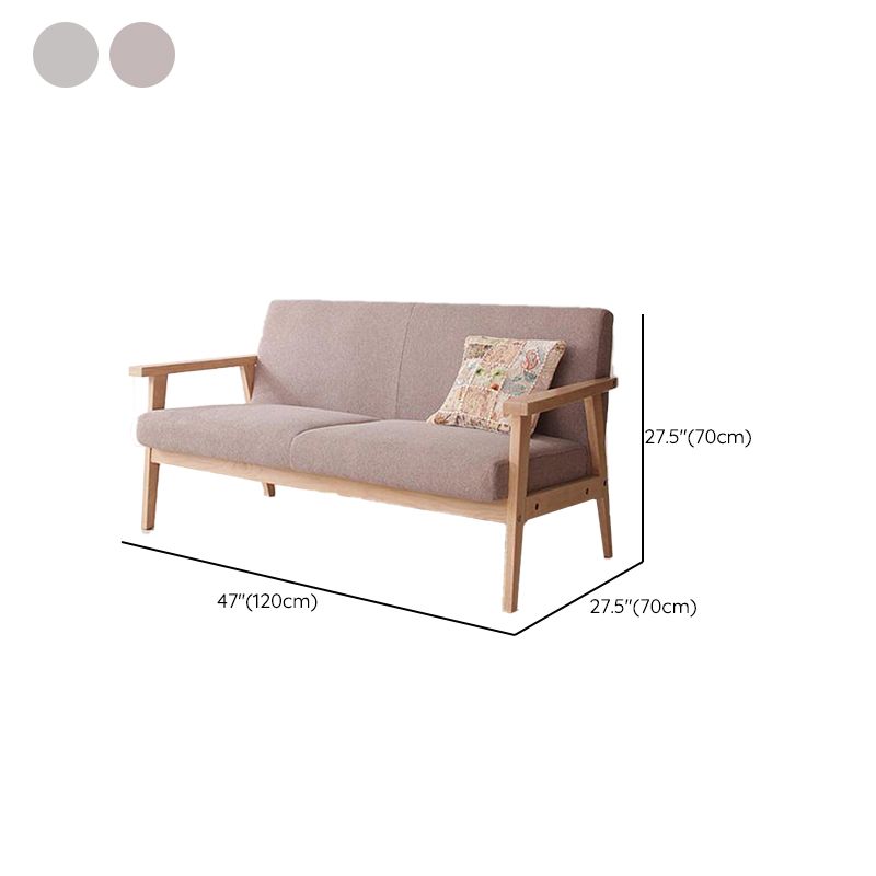 Solid Wood Solid Color Sofa Stationary Sewn Pillow Back Settee for Living Room