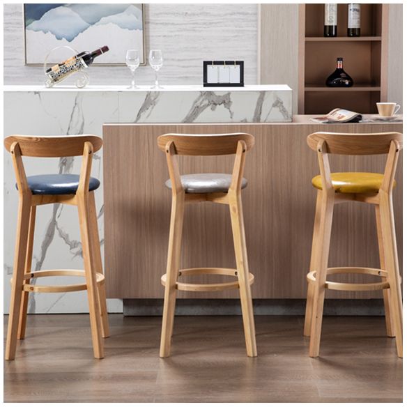 Modern Armless Backrest Counter Stool Wood Study Bar Stool with Cushion and Pedal Clearhalo 'Bar Furniture' 'Bar Stools' 'bar_stools' 'furn' 'furn_bar_stools' 'furniture_bar_stools' 'Kitchen & Dining Furniture' 'kitchen&dining_furn' 'kitchen' 'kitchen_furn' Furniture' 1200x1200_a672c66e-d816-423d-bf4b-ee53df4244ae