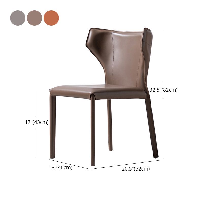 Moderne lederen armloze eetkamerstoel Wingback Side Chair voor restaurantgebruik
