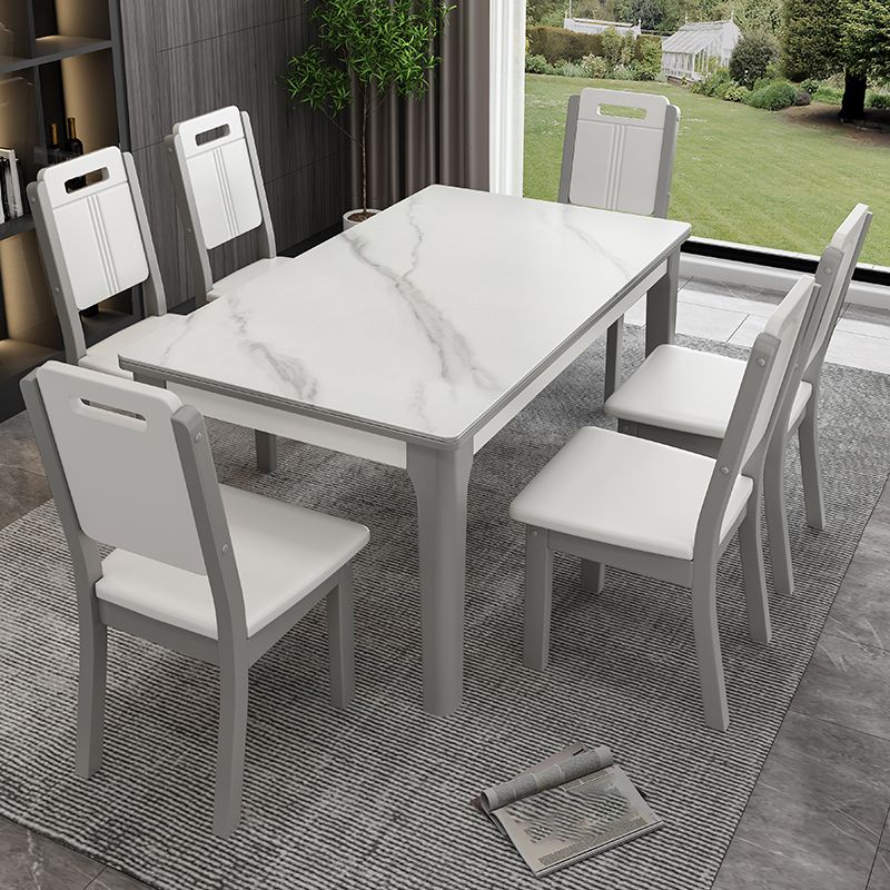 Rectangle Mid-Century Dining Table White Sintered Stone Fixed Table Clearhalo ' dining_table' 'Dining Tables & Seating' 'Dining Tables' 'furn' 'furn_dining_table' 'Furniture' 'furniture_dining_table' 'Kitchen & Dining Furniture' 'kitchen&dining_furn' 'kitchen' 'kitchen_dining_table' 1200x1200_a6732166-dd6a-45a4-84b7-ff9ebfb47472