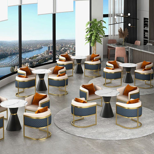 Juego de comedor de piedra sinterizado de glamour Ronda 1/2/5 Piezas de mesa de comedor para uso en el hogar