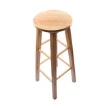 Modern Round Backless Stool Oak Solid Wood Bar Stool in Natural