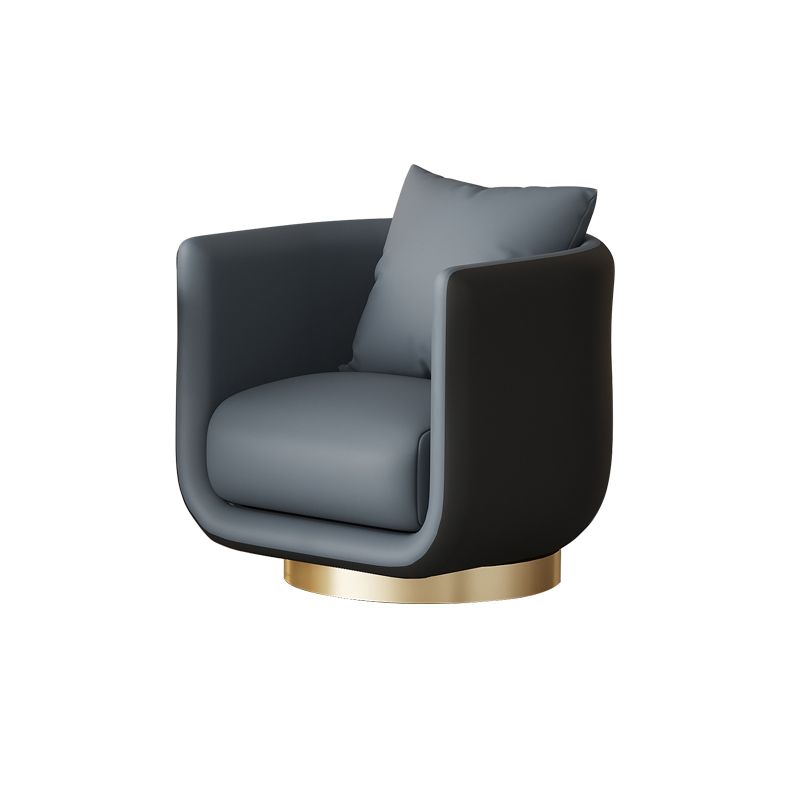 Faux Leather Barrel Chair 29.52" Wide Arms Included Barrel Accent Chair