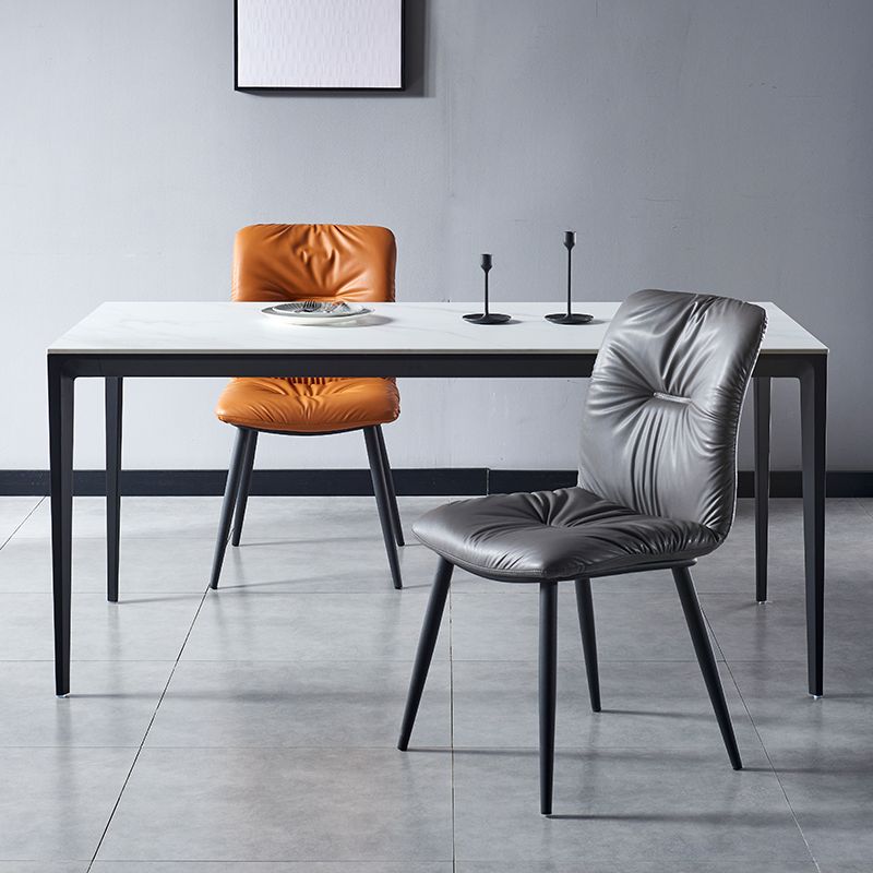 Industrial Indoor Side Chair Solid Back Metal Upholstered Dining Room Chair Clearhalo ' kitchen&dining_furn' 'Dining Chairs' 'Dining Tables & Seating' 'dining_chair' 'furn' 'furn_dining_chair' 'Furniture' 'furniture_dining_chair' 'Kitchen & Dining Furniture' 'kitchen' 1200x1200_a676e0a6-33b5-470b-986f-0d60c8f0dc47