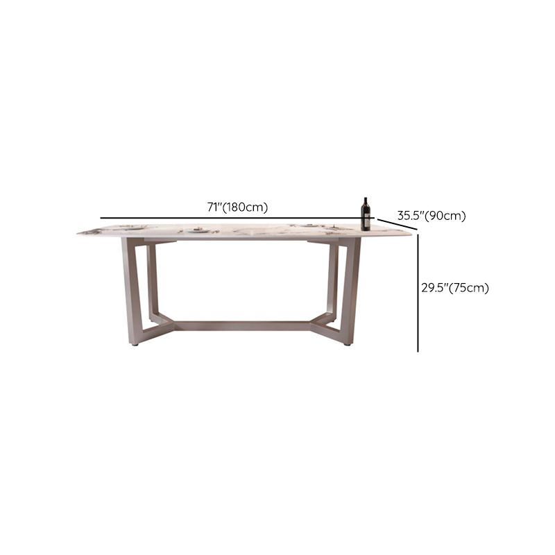 Table à manger rectangulaire en pierre moderne, base en métal pour salle à manger