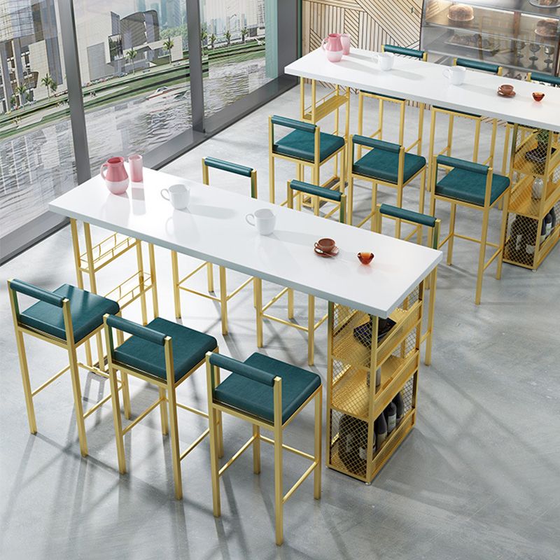 Glam Style Pub Table with Metal Base Rectangle Solid Wood Top Bar Table Clearhalo 'Bar Furniture' 'Bar Tables' 'bar_tables' 'furn' 'furn_bar_tables' 'Furniture' 'Kitchen & Dining Furniture' 1200x1200_a67a3d08-36e6-4c31-8ffe-2ac8238f3e14