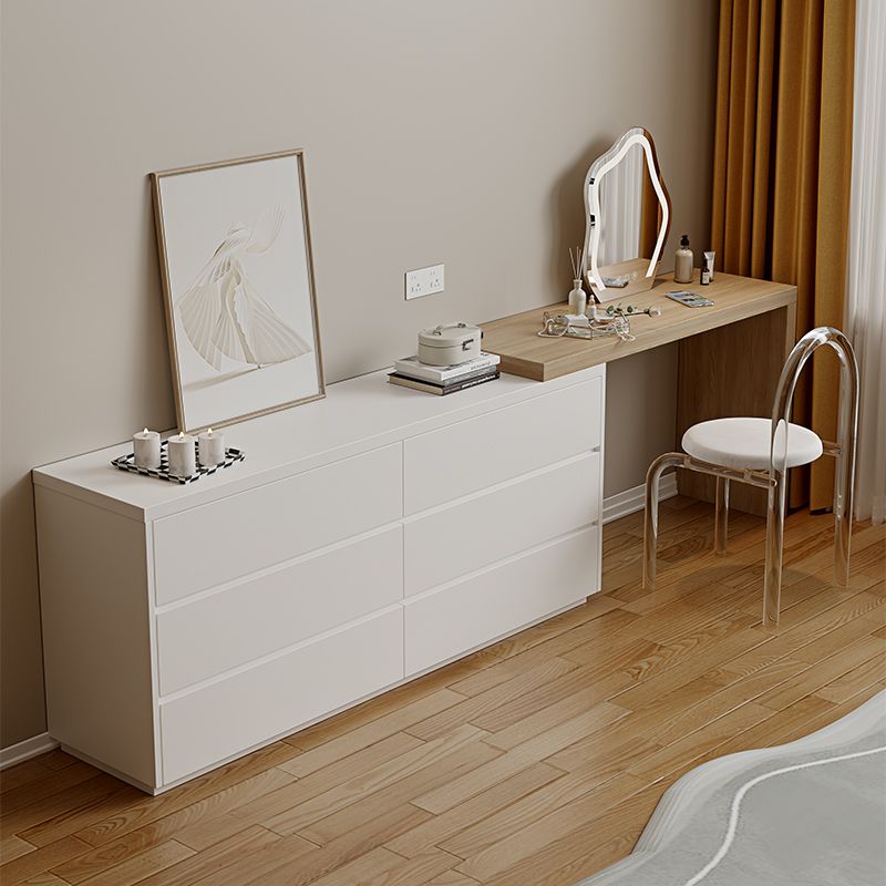 15,74 "tavolo da banco per trucco bianco di vanità largo con 6 cassetti