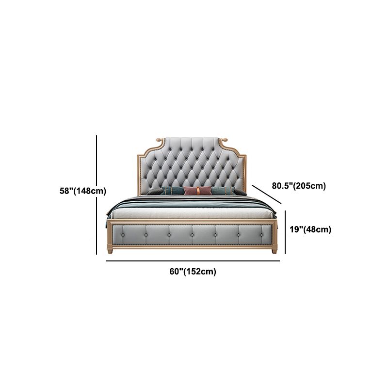Glam wood Bed Frame Tufted Faux Leather Standard Bed with Headboard Clearhalo 'Bedroom Furniture' 'Beds' 'furn' 'furn_beds' 'Furniture' 1200x1200_a67b563d-8440-400e-9a35-1b85ca1a405f