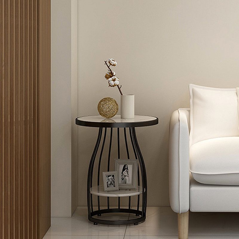 Modern Style Black/gold Metal Base Marble & SLATE Top Round Side Table Clearhalo 'Coffee & Accent Tables' 'End & Side Tables' 'end_side_tables' 'furn' 'furn_end_side_tables' 'Furniture' 'Living Room Furniture' 1200x1200_a67c6ebc-8f03-4e40-af5c-2ccf4cd63d7a