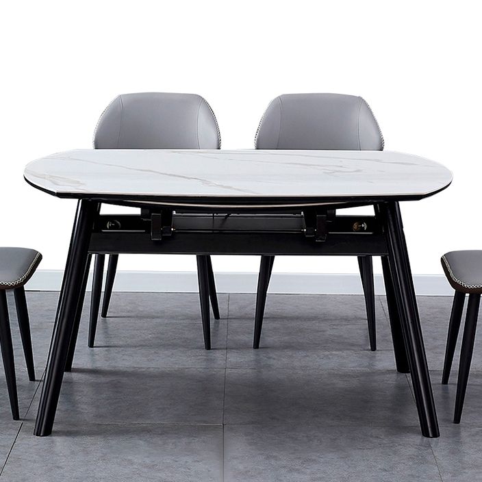 Modern Style Sintered Stone Dining Table Round Table with 4 Legs for Home Clearhalo ' dining_table' 'Dining Tables & Seating' 'Dining Tables' 'furn' 'furn_dining_table' 'Furniture' 'furniture_dining_table' 'Kitchen & Dining Furniture' 'kitchen&dining_furn' 'kitchen' 'kitchen_dining_table' 1200x1200_a67cba59-8e03-466e-88fa-25da8023754a
